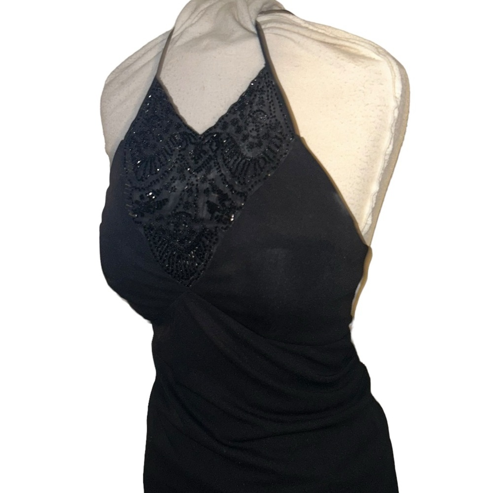 DUSK Sexy Elegant Beaded Sz‎ 6 Maxi Formal Prom Wedding Event Dress Black - Picture 8 of 13